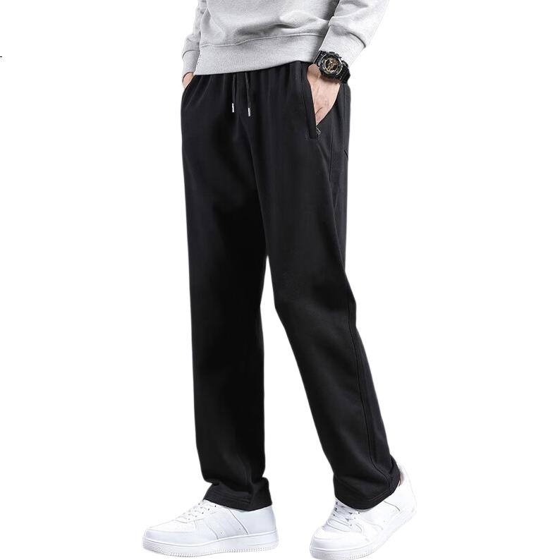 RED DRAGONFLY Casual Pants for Men, Winter Pure Cotton Simple Fashion Versatile Soft Comfortable Skin-Friendly Sports Trousers, Black, 2XL
