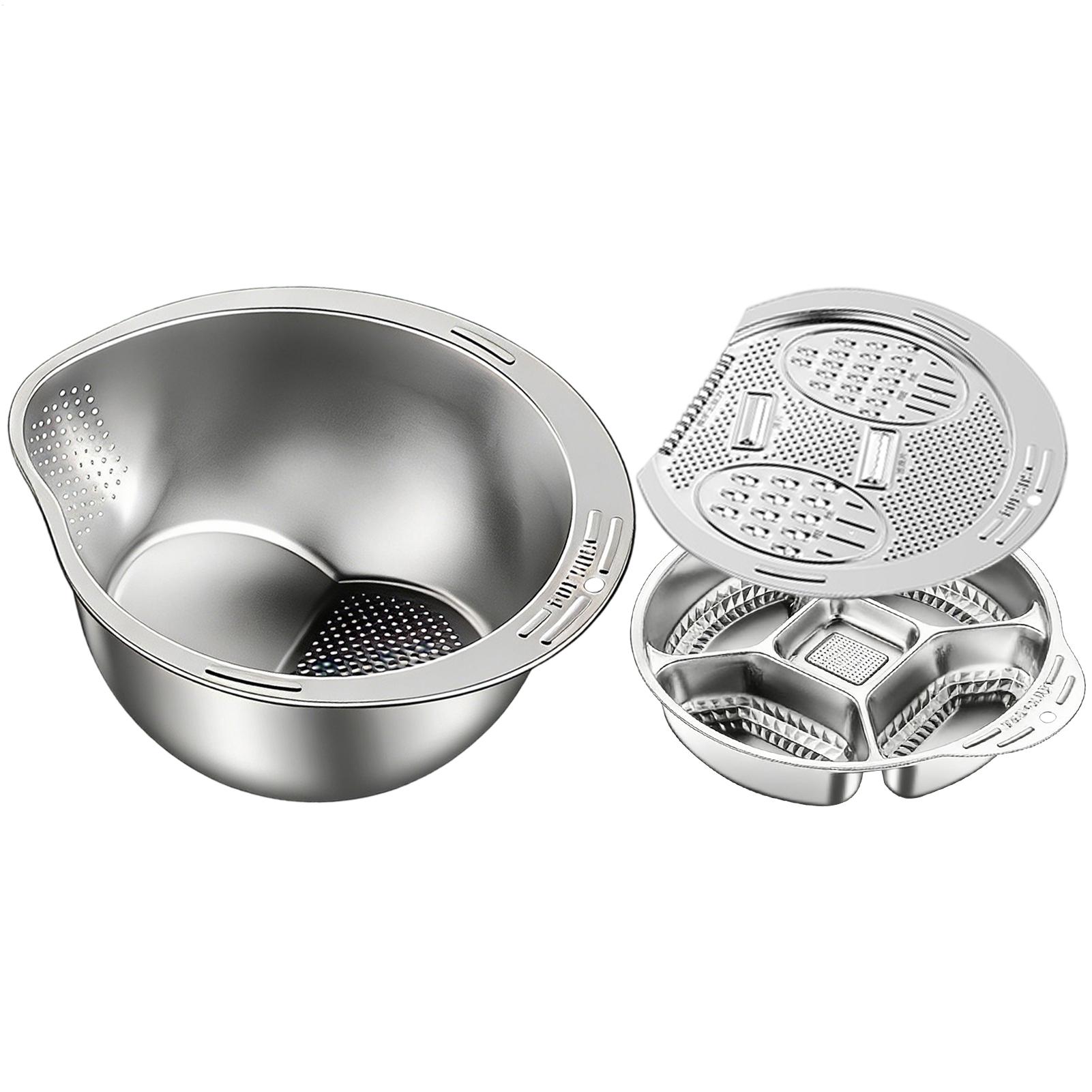 

Rice Washer Strainer Bowl Slanted Bottom Colander Set Stainless Garlic Grater Plate For Kitchen Household Ginger Scallion China Mainland