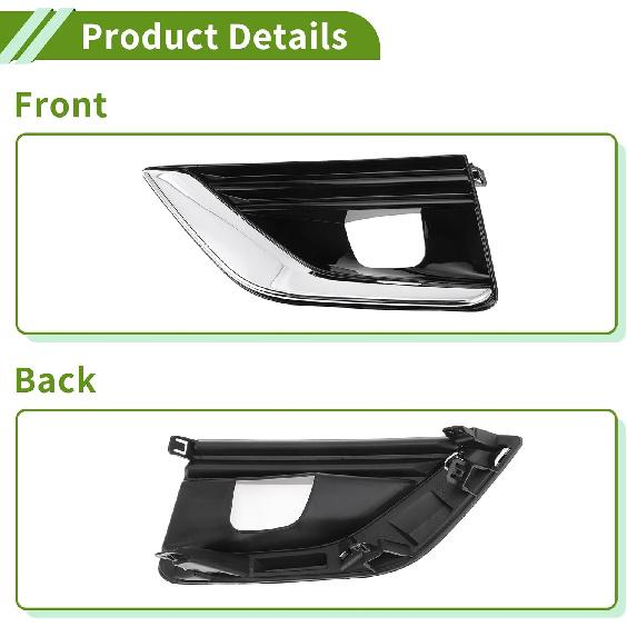 No.622576HH0A Fog Light Grill for Infiniti Q50 2018-2020 Black,Silver Tone Front Left Front Lower Bumper Fog Light Cover Inserts ABS 1 Pc