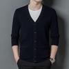 Fengxun Men's Premium 100% Wool V-Neck Cardigan