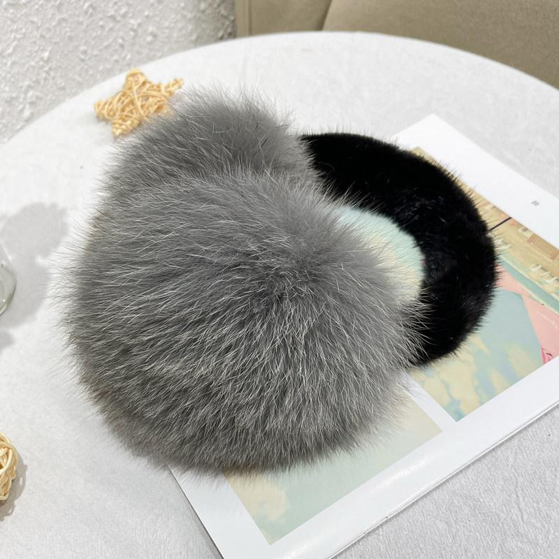 Factory Custom Real Fox Mink Fur Earmuffs Fashion Colorful Warm Ear Cover Women Girls Fur Ear Warmer for Ski Earflap