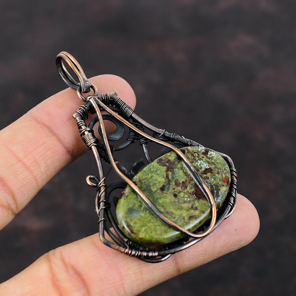 Drachenblutstein Anhänger Kupferdraht gewickelt Anhänger Natur Edelstein Handarbeit Anhänger Boho Hippie Schmuck Geschenk für Ihn Kupferdraht Schmuck