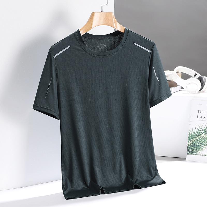 Men's Quick-Dry Ice Silk Short Sleeve T-Shirt - Unisex Trendy Athletic Apparel for Dad, Round Neck