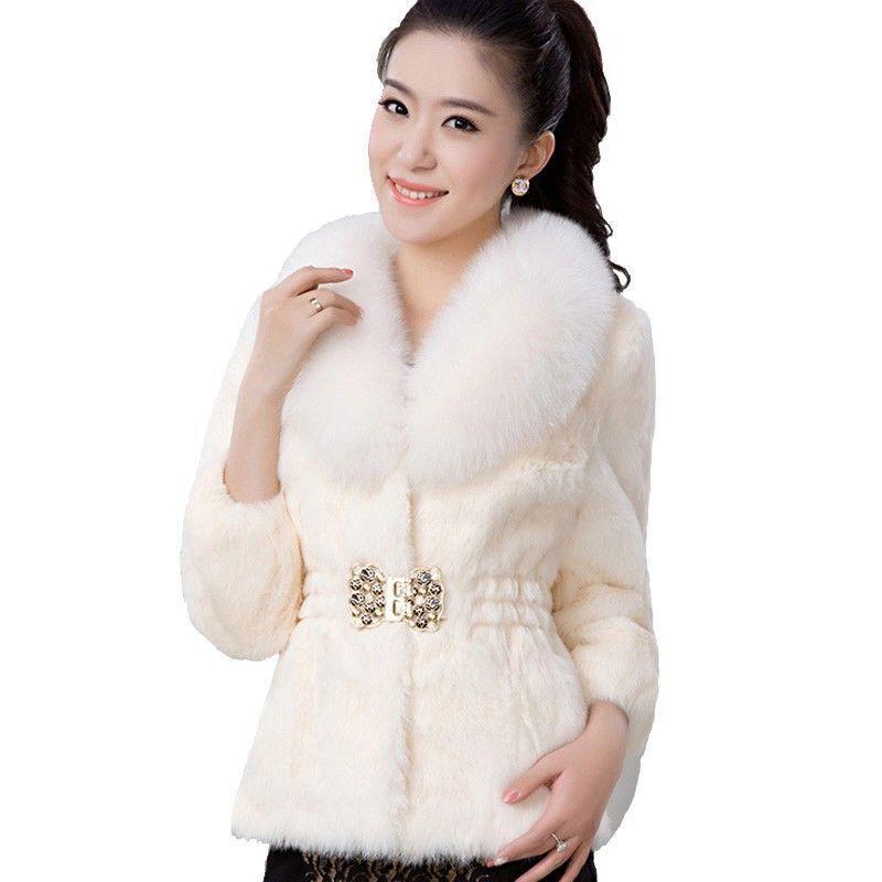 Autumn and Winter New Korean Version Imitation Rabbit Fur Short Fur Coat Women's Waist Middle-aged and Elderly Coat 30-50 Years Old