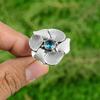 925 Silver Natural Swiss Blue Topaz Multi Stone Flower Adjustable Ring