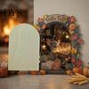 Fall Home Decor Accents Elf Wooden Door Halloween Decor, 2D Fairy Mouse Miniature Wall Rustic Autumn Shelf Hanging, Ornament for Home, Thanksgiving