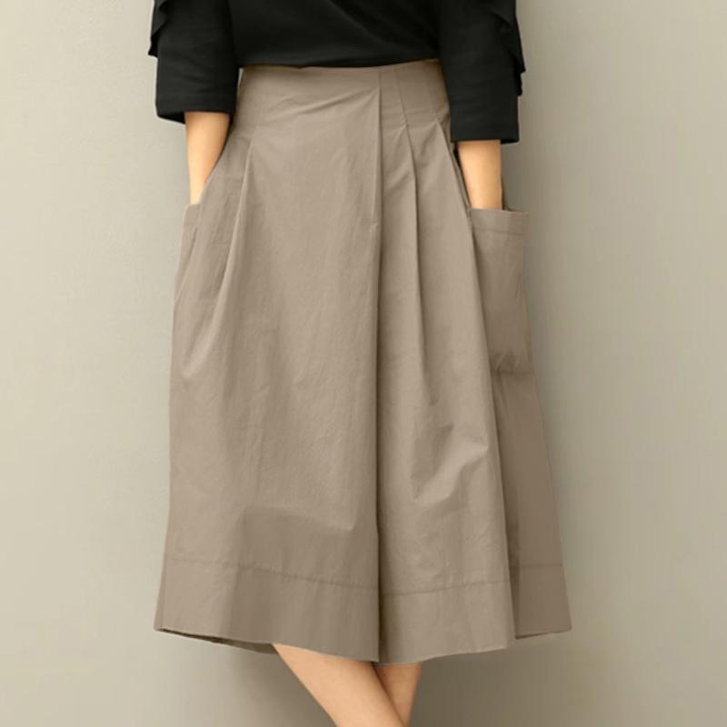ZANZEA Womens Casual Elastic Waist Loose Wide Leg Cropped Pants