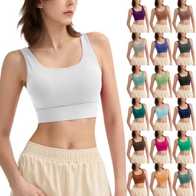 Young Girls Solid Color Cup Yoga Bottom Shirt Sports Underwear Vest
