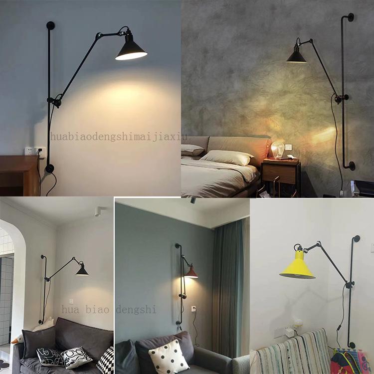 Minimalist Industrial Rotating Rocker Arm Wall Lamp with Eye Protection for Living Room, Bedroom, and Dining Area