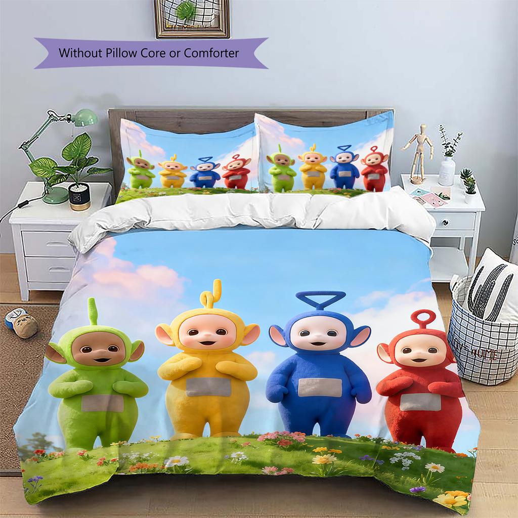 Teletubbies Pattern Bedding Quilt Set  Home Decoration  Gift (1 * duvet cover + 2 * pillowcase  without core)