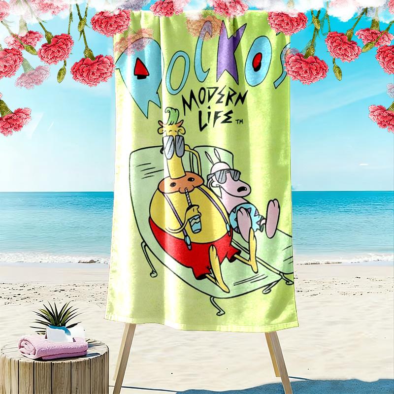 Rocko's Modern Life 2D Flat Print Beach Towel, Large Soft Quick Dry Towel for Beach Camping SwimmingXSTJ0915433