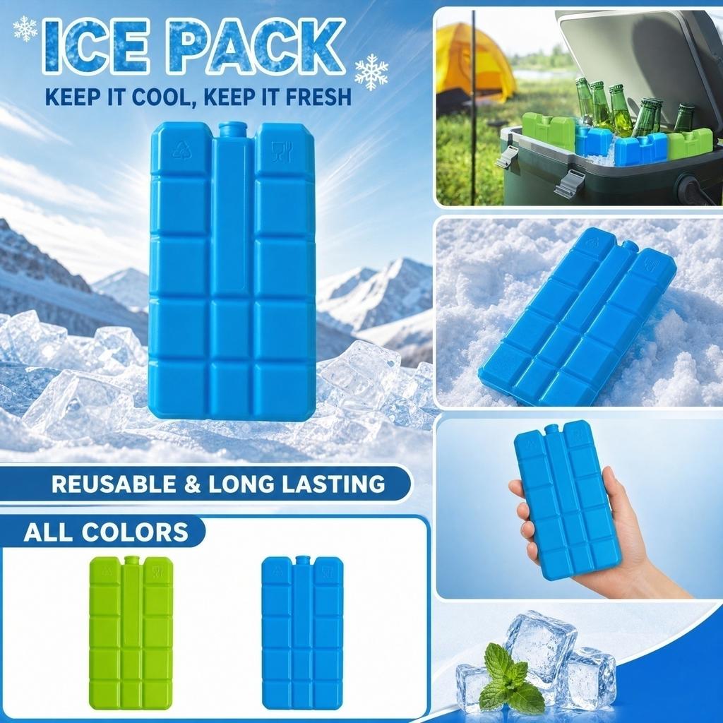 Reusable Ice Packs for Cooler Bags, Picnic, Vending - Long Lasting Cold for Food and Drinks