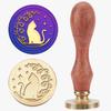 1pc Wax Seal Stamp Set Sealing Wax Stamp Solid Brass Head Wood Handle Retro Brass Stamp Kit Removable for Envelopes Invitations Gift Card Cat Shape