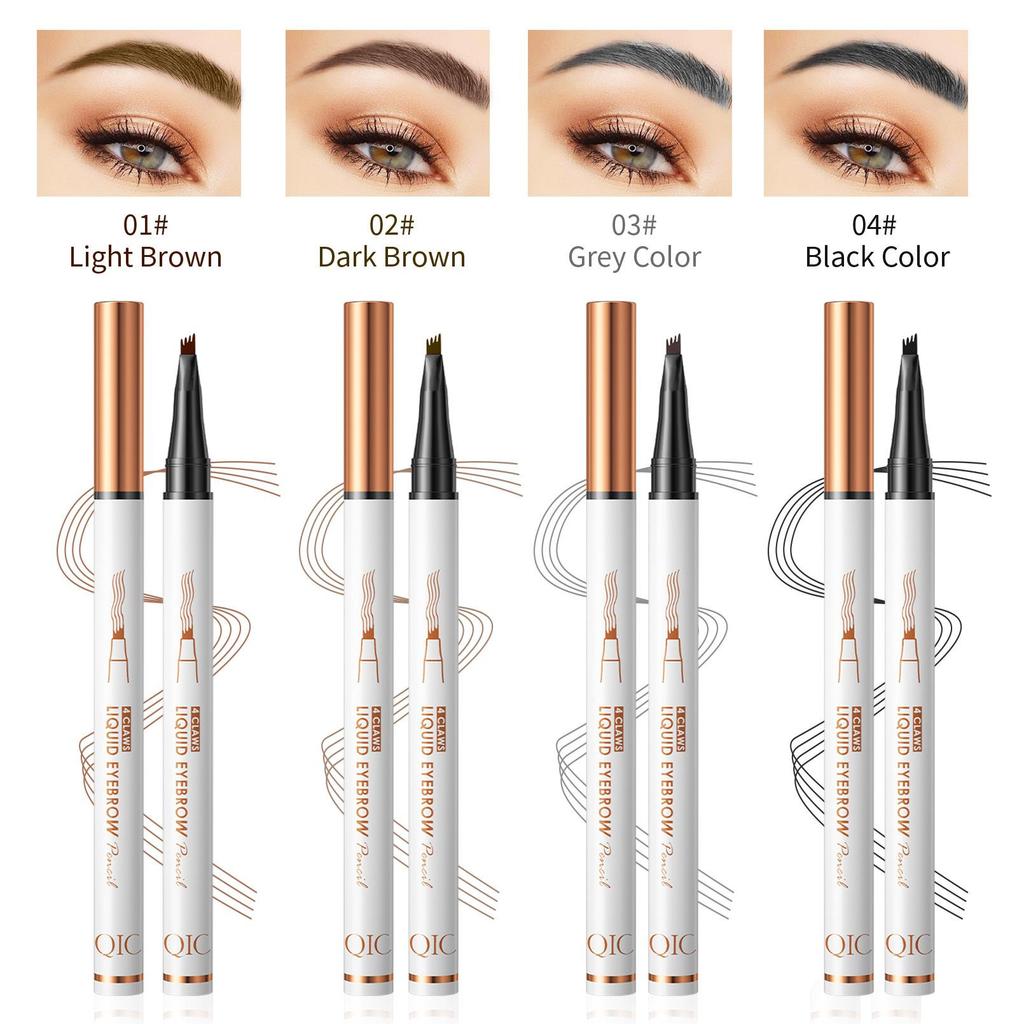 QIC Ultra-fine Four-pronged Water Eyebrow Pencil, Long-lasting Waterproof, Sweat-proof and Non-smudging Liquid Eyebrow Pencil, Four-claw Wild Eyebrow.