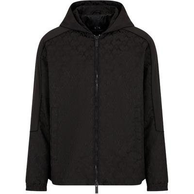 Giacca con cappuccio a blocchi di colore con stampa integrale jacquard logo SS24 Uomo giacche Nero 6DZBL1-ZN5YZ-1200