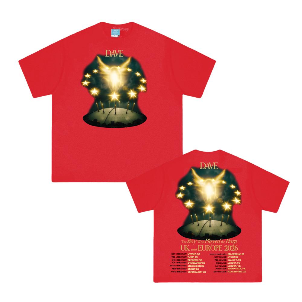 Dave Chlapec, který hrál na harfu Turné 2026 Letní Hip Hopové tričko Korejská bavlna Vysoce kvalitní oblečení Dámské/Pánské topy