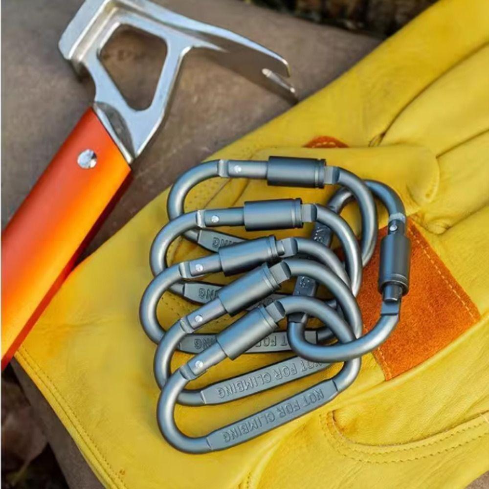 6pcs 6pcs Set Carabiner Keychain Heavy DutyHeavy Duty Bold D-shaped D-ring Snap Clip Hanging Type Snap Lock Lock Buckle Hook
