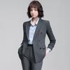 Women's Gray Double-Breasted Suit Set - 2025 Spring/Autumn British Style Formal Workwear