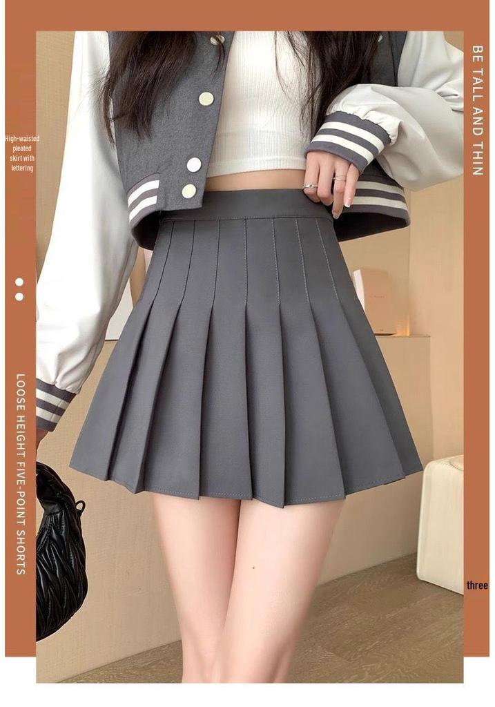 Women's High Waist Pleated A-line Mini Skirt - Black & White, Slimming, Anti-exposure, Perfect for Autumn