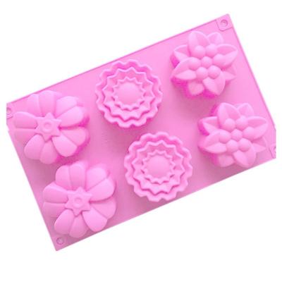 Silicone Silicone Soap Mold 6 Cavities 3D Flower Shaped Soaps Supplies Multi-function DIY Craft Pudding Candy Mold