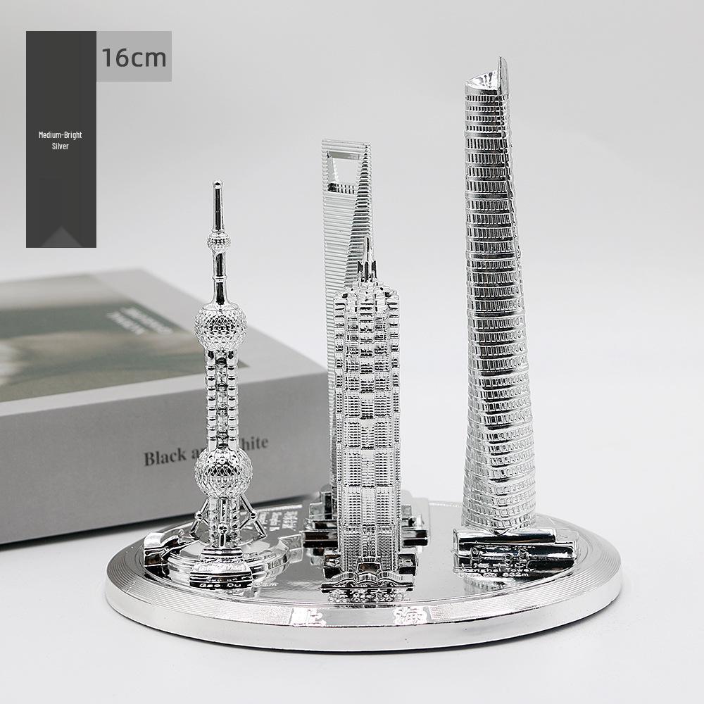 Shanghai Landmark Building Model: Oriental Pearl Tower, World Financial Center, Jin Mao Tower - Metal Creative Handicraft