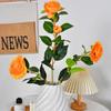 10pcs Wedding Pink Camellias Plant Simulation Flower Auditorium Decoration Artificial 4 Heads Camellia Branch Silk Fake Flowers