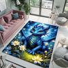 Mehrere Größen Blauer Drache mit leuchtenden Blumen Druck Teppich für Wohnzimmer Schlafzimmer Sofa Fußmatte Heimdekoration Rutschfeste Matte