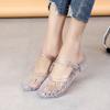 New Two-wear Crystal Sandals Women's Flash Diamond Fashion Hollow Jelly Shoes Outer Wear Non-slip Soft-soled Sandals Beach Shoes Women