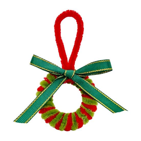 Süße saisonale Partygeschenke Handgefertigter Pfeifenreiniger Weihnachtsdekoration, Fertige Chenille-Stiele Kranz Bastelarbeiten Baumschmuck mit Tannenzapfen und