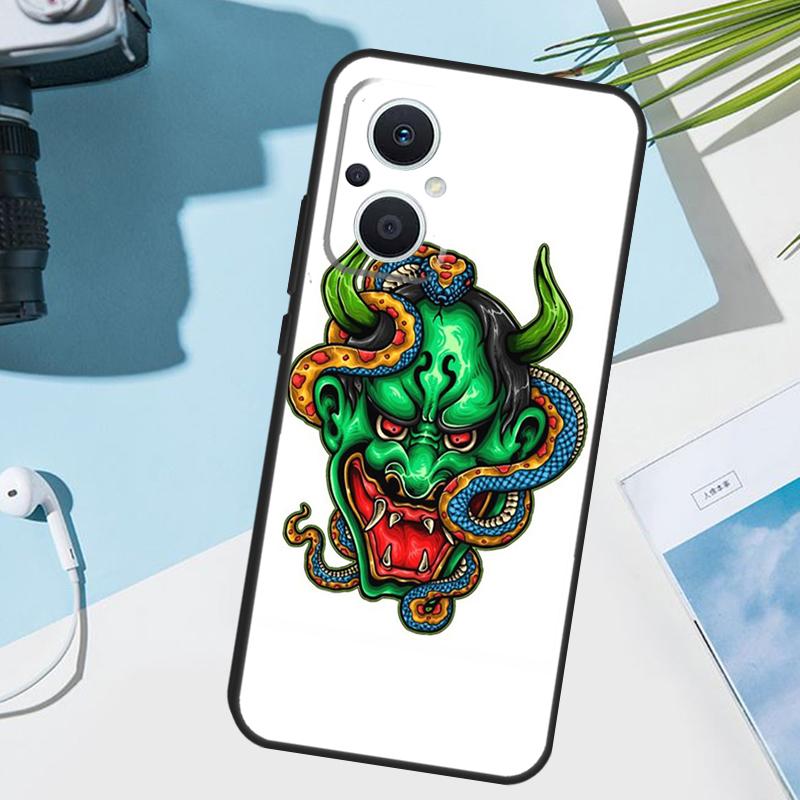 Japanese Hannya Oni Mask Cover For OPPO Reno 14F 13F 12F 11 F 10 12 13 14 Pro 7 8 Lite OPPO Find X9 X8 X6 X5 Pro Case
