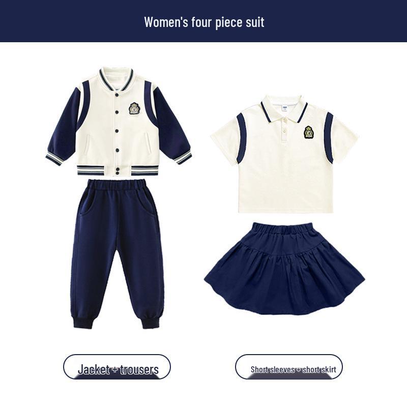 Primary School Sports Uniform Set: Spring & Autumn First Grade Three-Piece Outfit for Kindergarten & Children's Sports Events