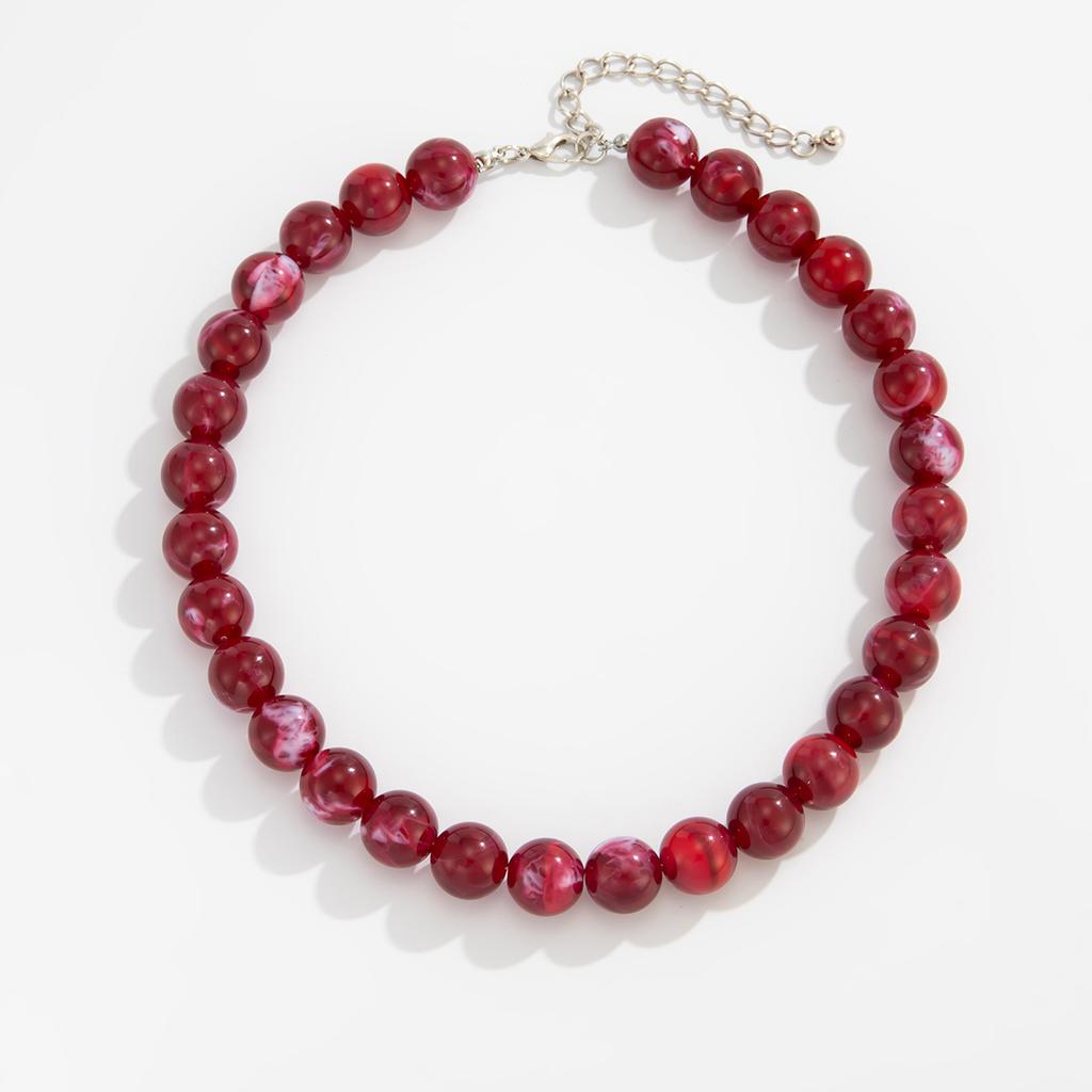 Bohemia Fashion Dopamine Color Acrylic Round Bead Handmade Beading Necklace for Women Temperament Simple Jewelry Accessory Gift