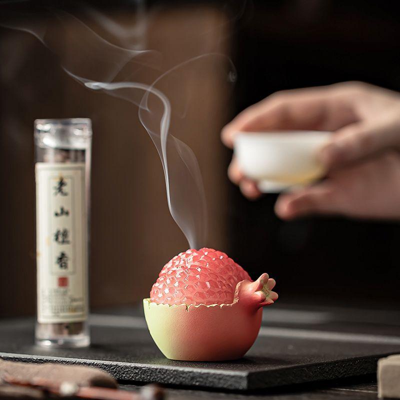 Chinese Style Pomegranate Incense Burner, Cloud Incense Holder for Sandalwood Agarwood Home Zen Decor