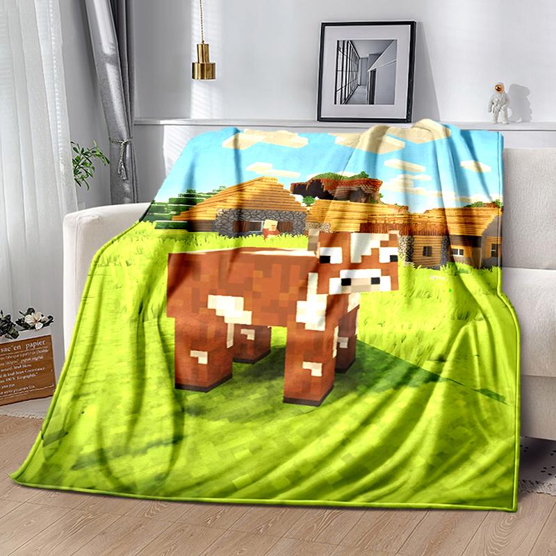 1pc Blanket Minecraft5 Print Design, Lightweight Blanket for Sofa, Bed- Soft &Warm, Gift for All Seasons like Christmas, Halloween
