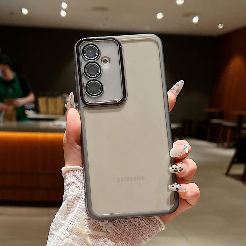 Solid Color Frame Soft Clear Phone Shell For Samsung S25 Ultra S24 FE S23 Plus S22 S21 A55 A16 A35 A54 A34 A15 Transparent Shockproof Slim Case Cover