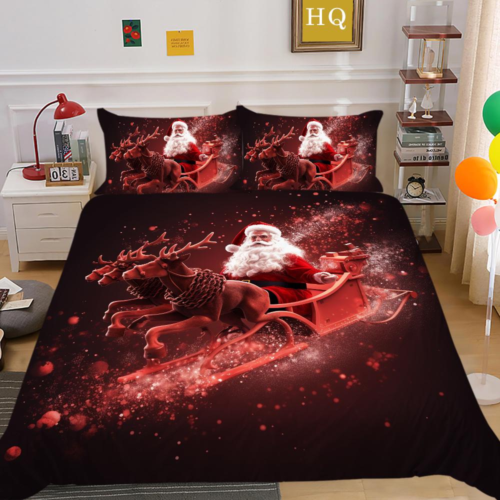 Christmas Printed Home Bedclothes Microfiber King Size Bedding Set Cover Children Superior Duvet Cover Set