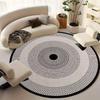 Minimalist Black Geometric Triangle Round Rug  Modern Abstract Polyhedral Line Circular Mat Non Slip Living Room Floor Carpet
