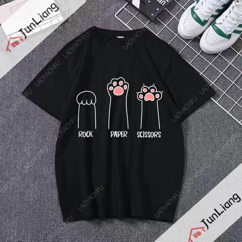 Rock Paper Scissors Cat Claw Tshirt Kawaii Fun graphic print unisex Tshirt cute feminine shirt loose comfortable shirt S