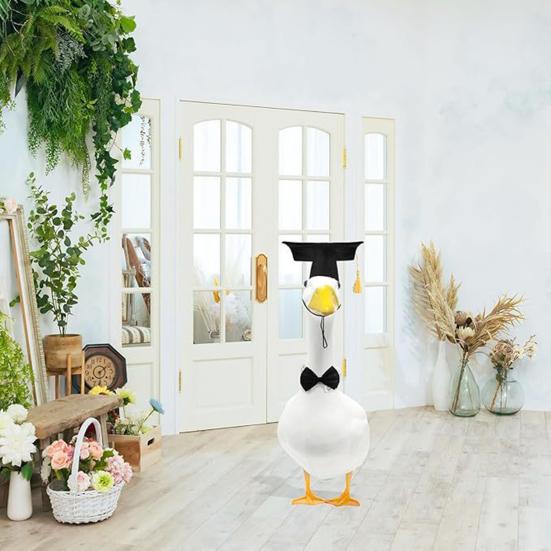 Yousheng 1 Set Lawn Goose Graduation Outfits Black Bachelor Hat Bowknot Tie Outdoor Yard Paty Goose Statue Decoration Dress-up Clothing Costume