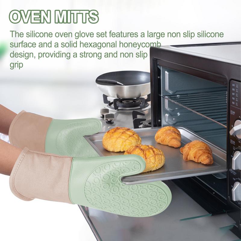 Topflappen und Topfuntersetzer Set Küchenofenhandschuh Hochhitzebeständig Extra Lange Ofenhandschuhe und Topflappen