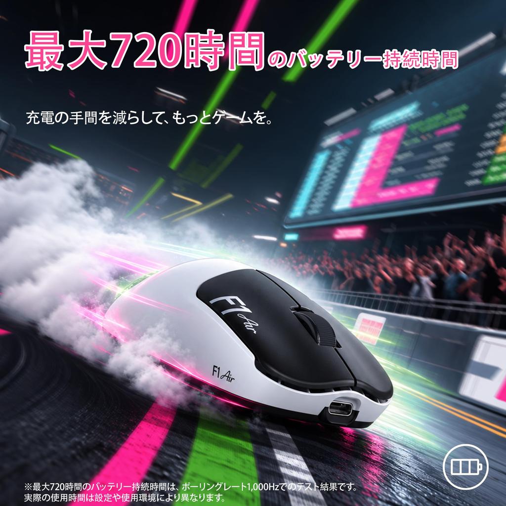 ATTACK SHARK F1 AIR Gaming Mouse, Wireless, Ultra-lightweight 43g, 8000Hz, PAW3955MAX, 1-60000 DPI, Suitable for Small to Medium Hands