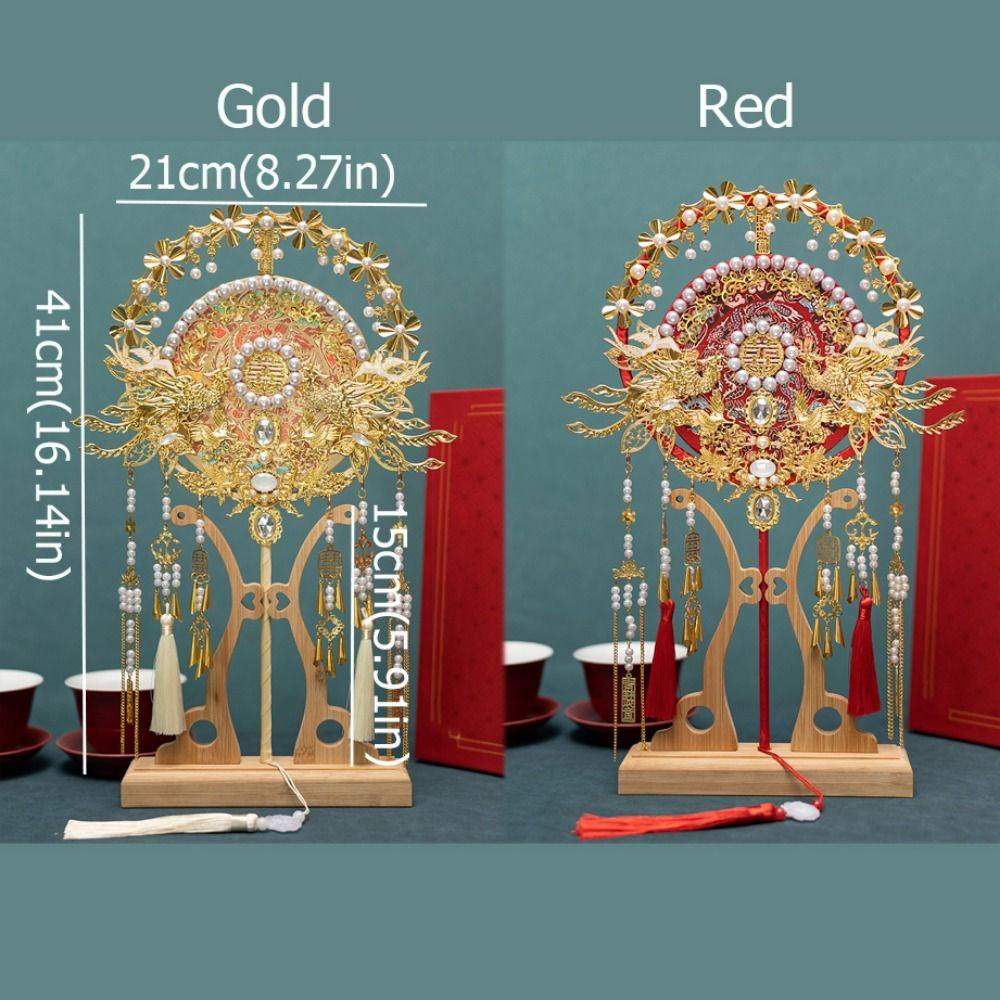 Phoenix Pattern Face Cover Fan Chinese Style Decorative Fan Elegant Bridal Group Fan Hanfu Party