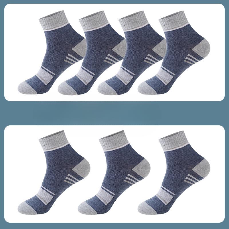 Men's Spring and Autumn Pure Cotton Sports Sweat Absorbing Breathable Color Striped Socks