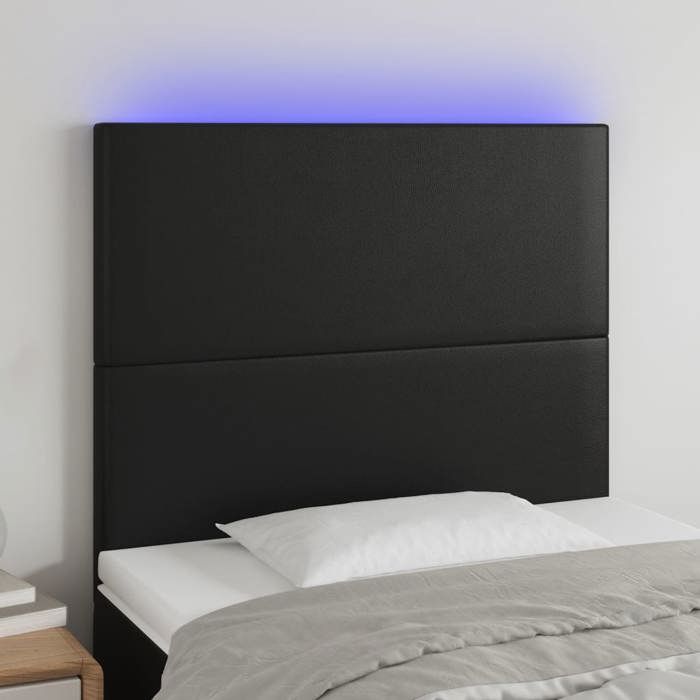 VidaXL Tête de Lit à LED Meuble de Chambre à Coucher Accessoire de Lit Simple Tête de Cadre de Lit Intérieur Noir 3122216