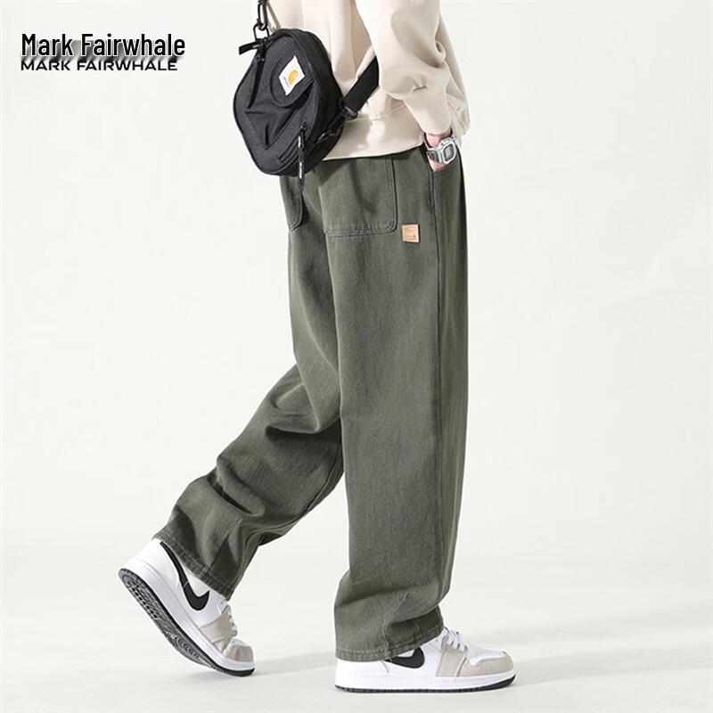 MARK FAIRWHALE Men's Winter American Casual Loose Wide-Leg Long Pants