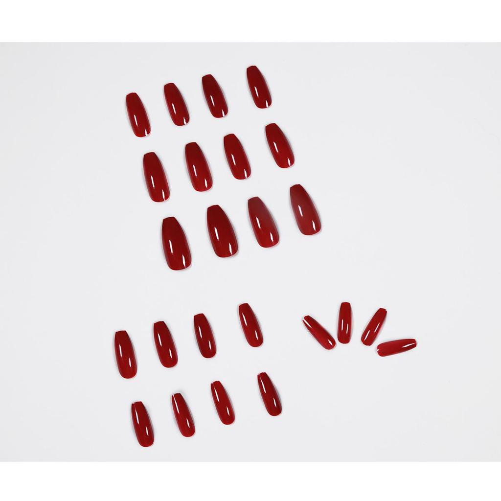Blood Red Long Ballet Wearable False Nails - Removable, Waterproof Stickers