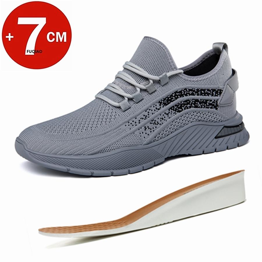 Summer Breathable Comfortable Elevator Sneakers Height Increase Shoes for Men Lift Insoles 7CM Hidden Heels Lift Sports Taller