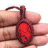 Macrame Red Handmade Necklace Copper Turquoise Thread Gemstone Jewelry