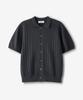 ECORR Front Cable Cropped Short Sleeve Knit Cardigan_Charcoal