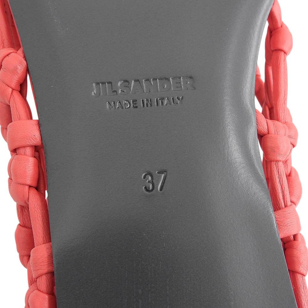JIL SANDER Nappa Leather Décolleté Ballerina Hand-Knotted Flats, Rouge/Red, Size 37, J15WZ0027, 25Stainless Steel shoes 37 RougeUsed